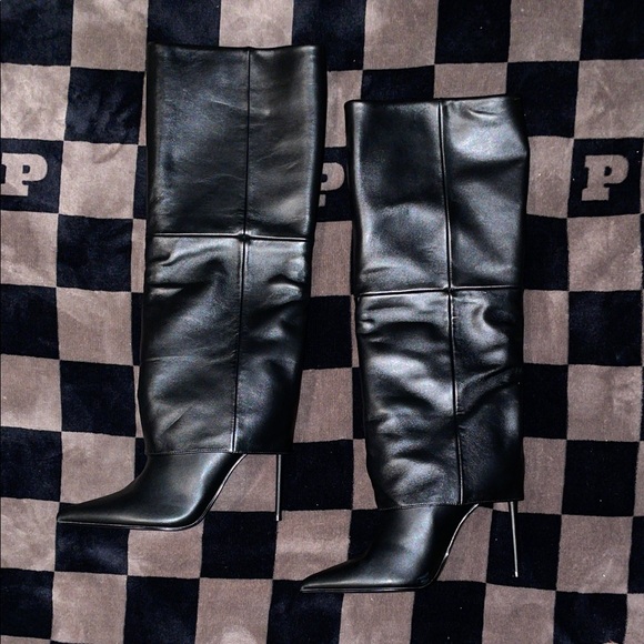 Steve Madden Smith Boot Black Leather Knee-High Boots